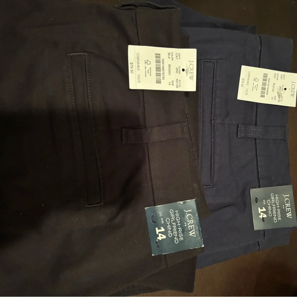 J.Crew High-Rise Girlfriend Chinos. Navy And Black, New With Tags Size 14 - Picture 4 of 5